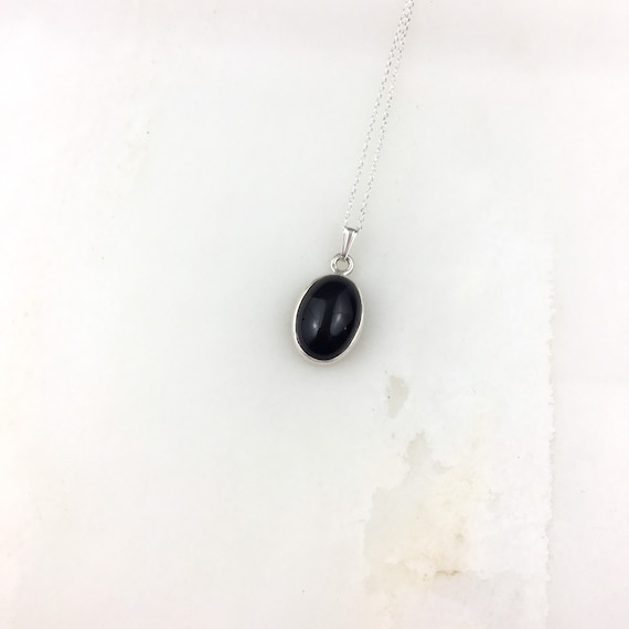 Vintage 925 Sterling Silver Black Onyx Minimal Pe… - image 3