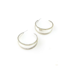 Orecchini pendenti a cerchio vintage in argento sterling 925, stile modernista messicano, in ottone