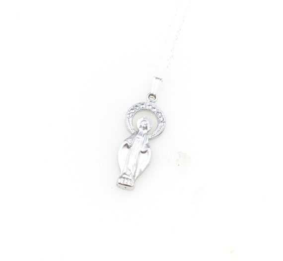 Vintage 925 Sterling Silver Virgin Mother Mary Re… - image 1