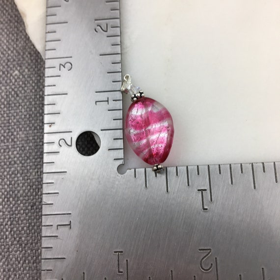 Vintage 925 Sterling Silver Pink Dichroic Glass P… - image 3