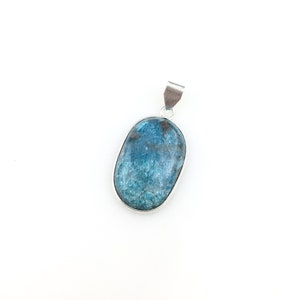 Collier pendentif vintage en argent sterling 925 avec cristal de quartz bleu