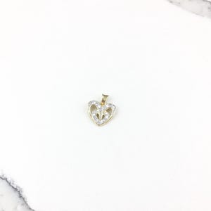 Vintage 925 Sterling Silver Gold Vermeil CZ Diamond Heart Pendant Necklace