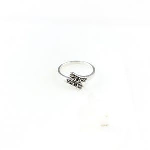 Vintage 925 Sterling Silver Marcasite Deco Band Ring Size 8