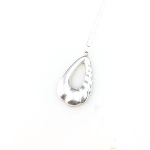 Vintage 925 Mexico Taxco Sterling Silver Teardrop Puffy Modernist Pendant Necklace