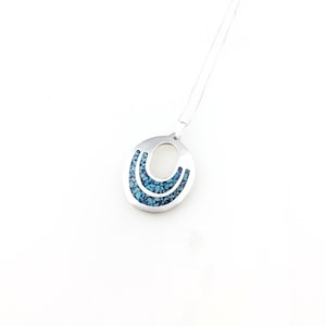 Jahrgang 925 Sterling Silber Mexiko Blau Türkis Anhänger Halskette