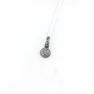 Vintage 925 Sterling Silver Judith Jack Marcasite Deco Minimal Pendant Necklace