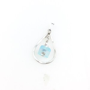 Vintage 925 Sterling Silver Blue Glass Charm Pendant Necklace