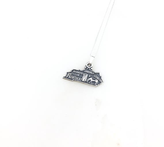 Kentucky State Charm Antiqued Sterling Silver Kentucky State Charm Antiqued Sterling Silver