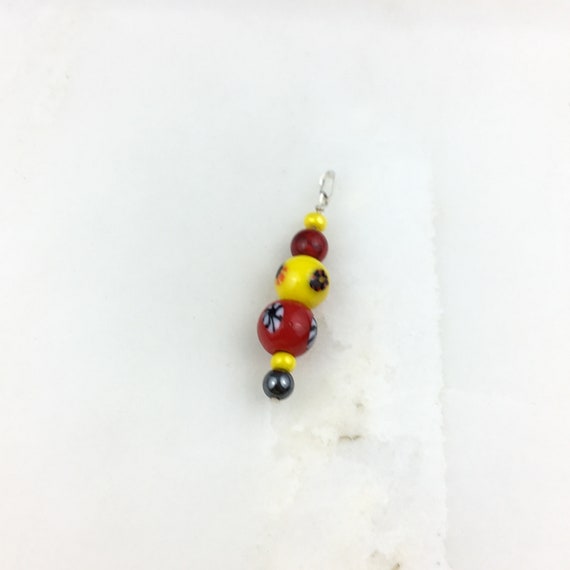 Vintage 925 Sterling Silver Bobo Red Yellow Beade… - image 3