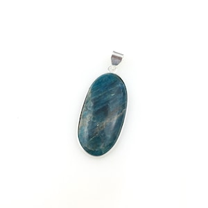 Collier pendentif vintage en argent sterling 925 avec cristal de quartz bleu
