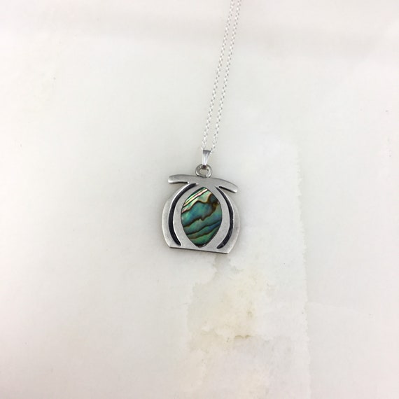 Vintage 925 Sterling Silver Mexico Abalone Pendan… - image 3