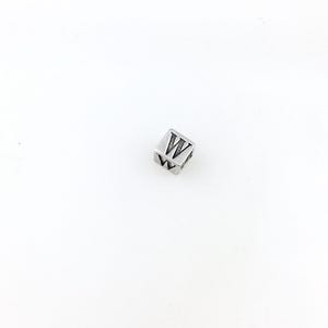 Vintage 925 Sterling Silver Initial Letter W European Bead Slide Charm