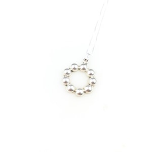 Vintage 925 Mexico Sterling Silver Taxco Modernist Puffy Circle Pendant Necklace