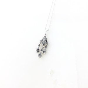 Vintage 925 Sterling Silver Marcasite Art Deco Fringe Pendant Necklace