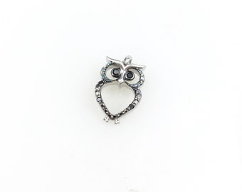 Vintage 925 Sterling Silver Owl Charm Pendant Necklace