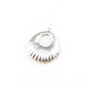 Vintage 925 Sterling Silver Mexico Puffy Modernist Pendant Necklace