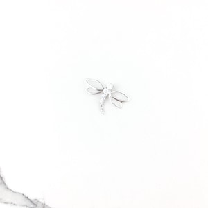 Vintage 925 Sterling Silver Dragonfly CZ Diamond Glass Charm Pendant Necklace