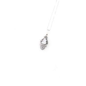 Vintage 925 Deco Sterling Silver CZ Diamond Marcasite Pendant Necklace