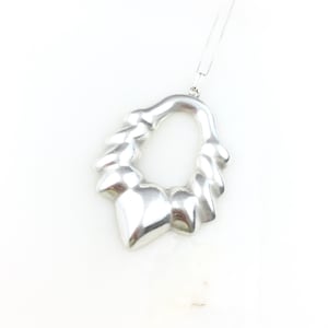 Vintage 925 Mexico Taxco Sterling Silver Teardrop Puffy Modernist Pendant Necklace