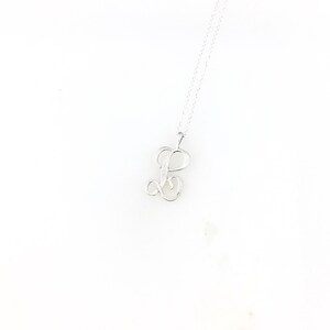Colar com pingente minimalista vintage de prata esterlina 925 com letra inicial L