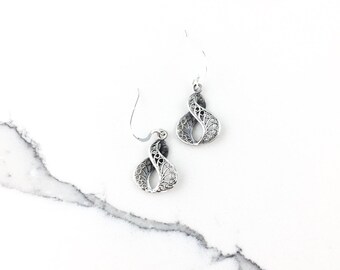Orecchini A Goccia In Argento Sterling 925 Con Filigrana Vintage - Leggeri 2.3g - Gioiello Donna Per Matrimoni E Anniversari