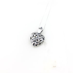 Vintage 925 Sterling Silber Deco Filigree Puffy Herz Charm Anhänger Halskette