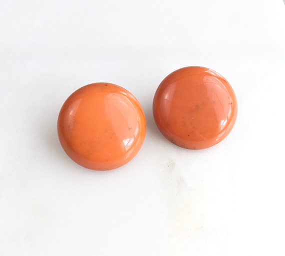 Vintage Orange Midcentury Bakelite Clip On Circle