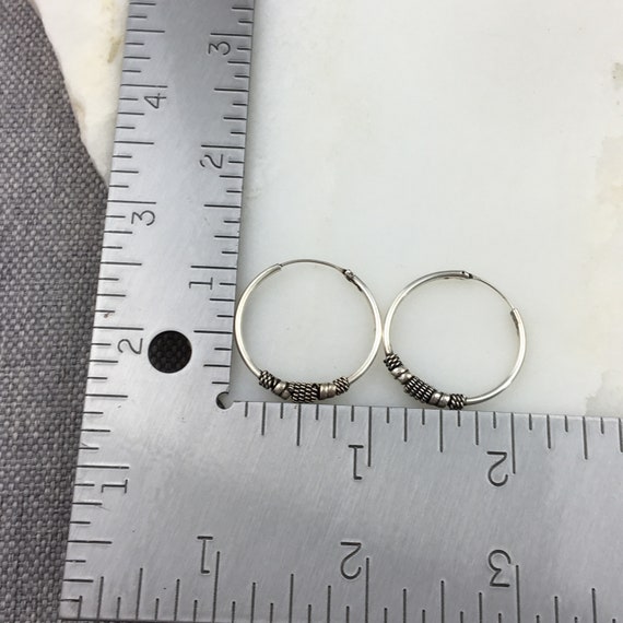 Vintage 925 Sterling Silver Bali Hoop Earrings - image 3