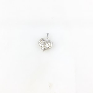 Vintage 925 Sterling Silver Puffy Heart Charm Pendant Necklace