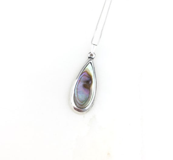 Vintage 925 Sterling Silver Mexico Abalone Modern… - image 1