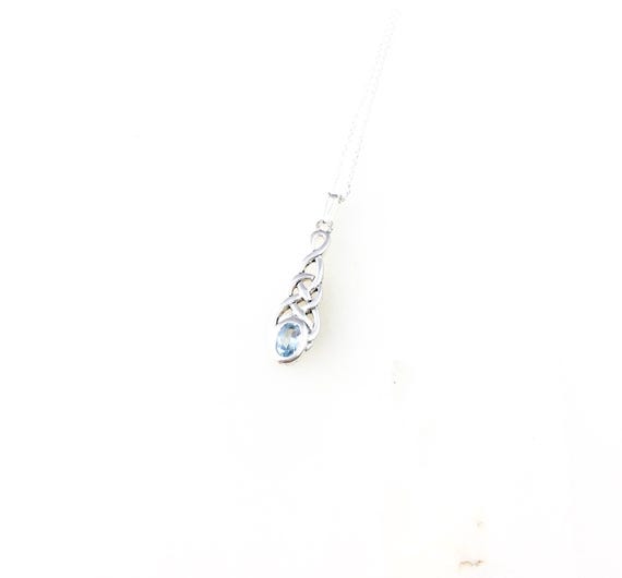 Vintage 925 Sterling Silver Blue Aquamarine Filigree Pendant