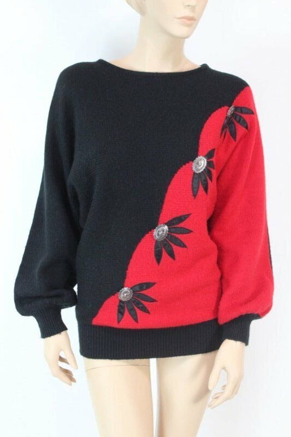 Vintage Miller Outerwear Sweater Black Red Conchos