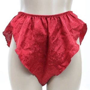 Vintage Victorias Secret High Leg Flutter Tap Panty Red Soft Embossed Satin  M 