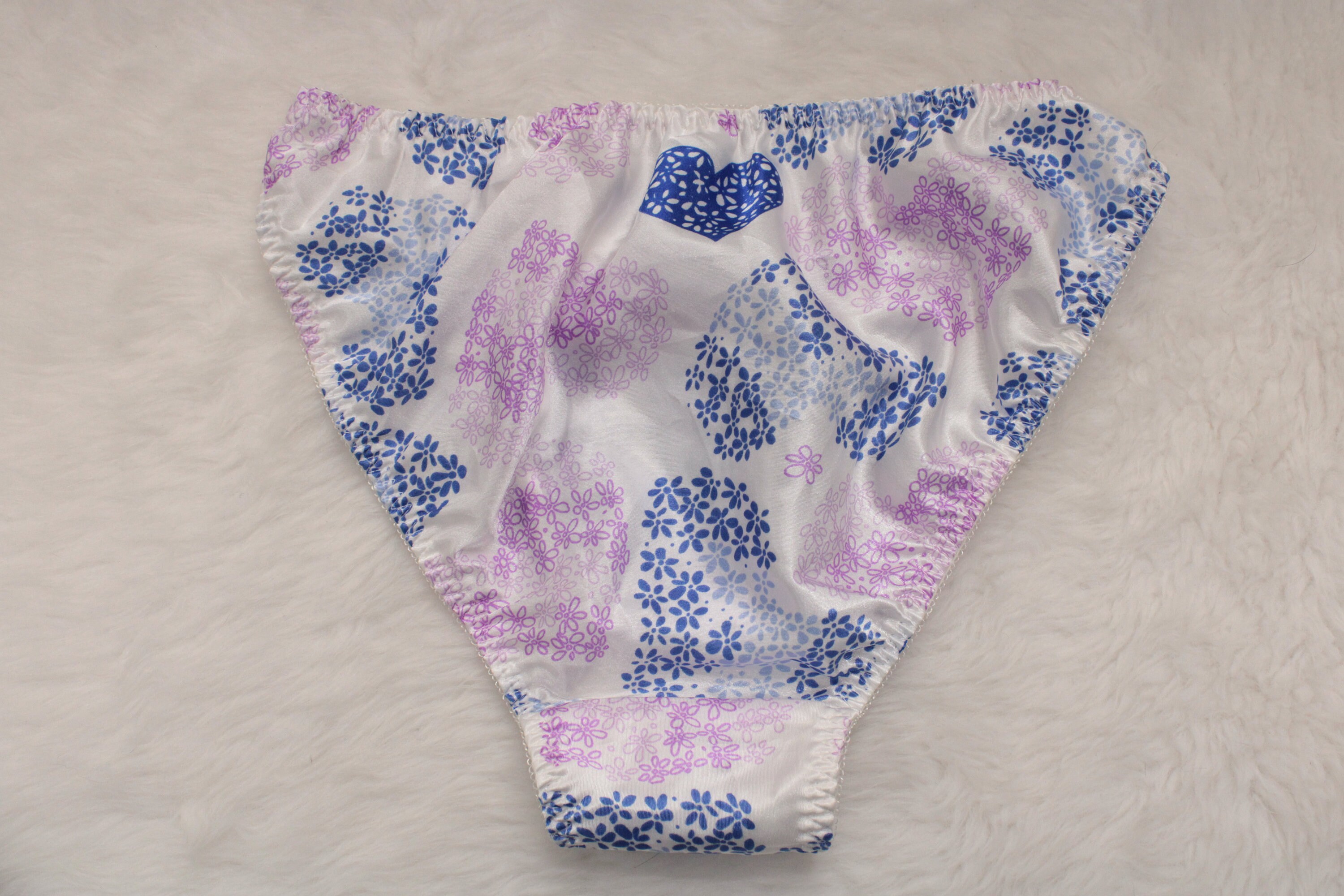 Vintage Satin String Bikini Panties Womens Medium Floral Hearts Pink ...