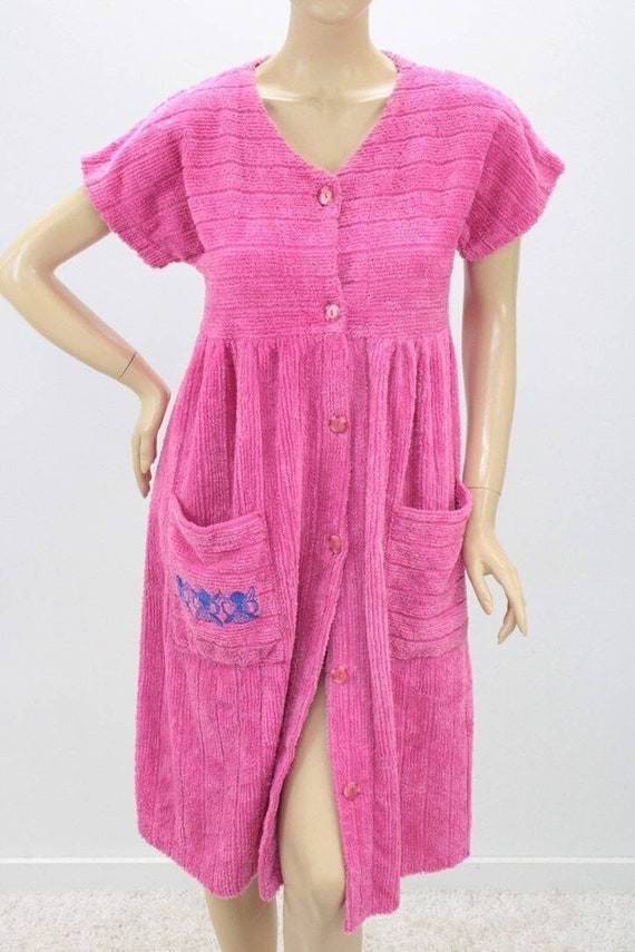 Pink chenille housecoat robe - Gem