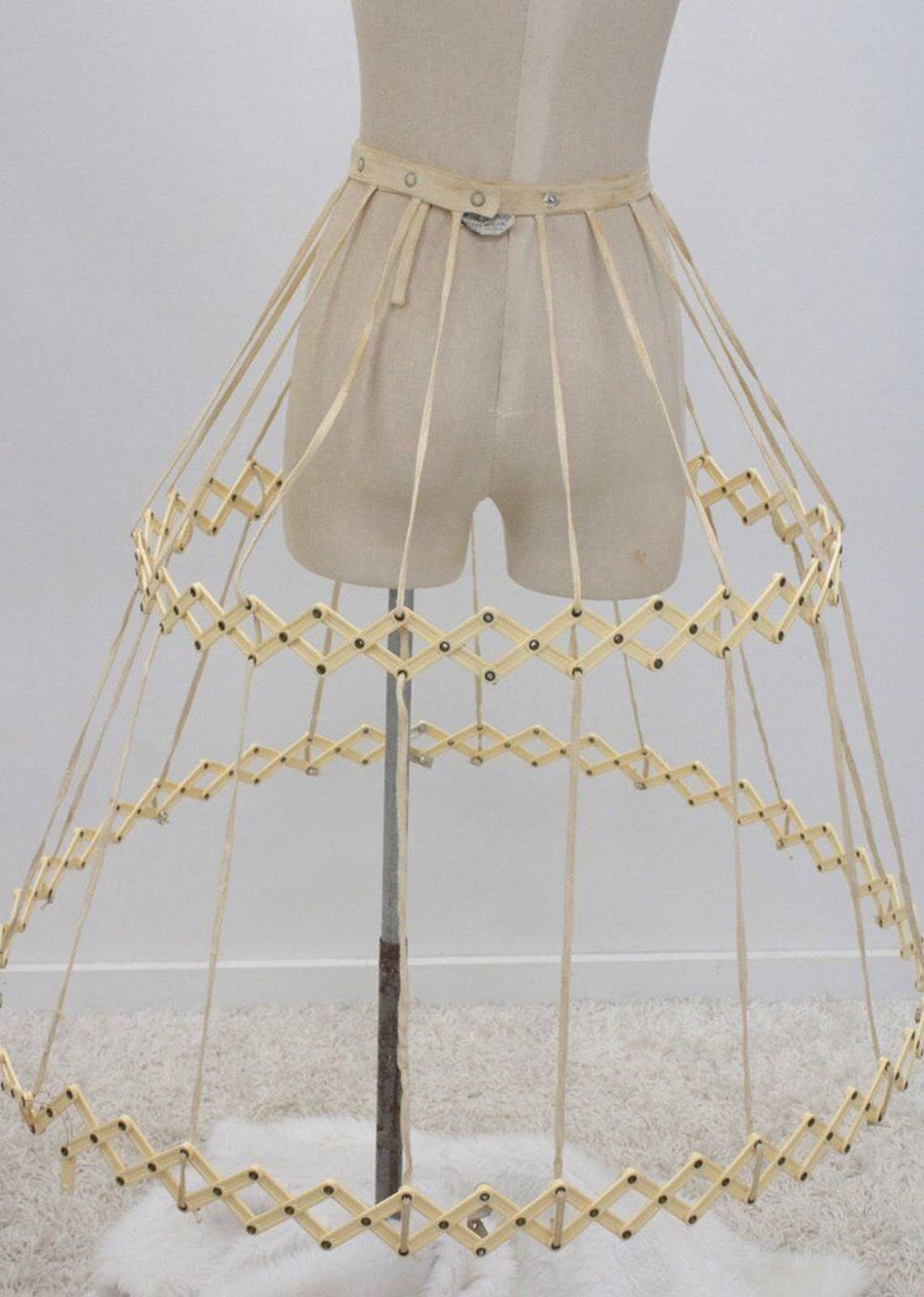 Vintage Collapsible Hoop Skirt Caged Crinoline Frame Belle O' the Ball ...