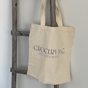 Grocery Bag Refill When Needed Shoulder Large Canvas Beige Tote Bag, Aesthetic Tote Bag, Farmer&#39;s Market Tote Bag, Reusable Grocery Bag