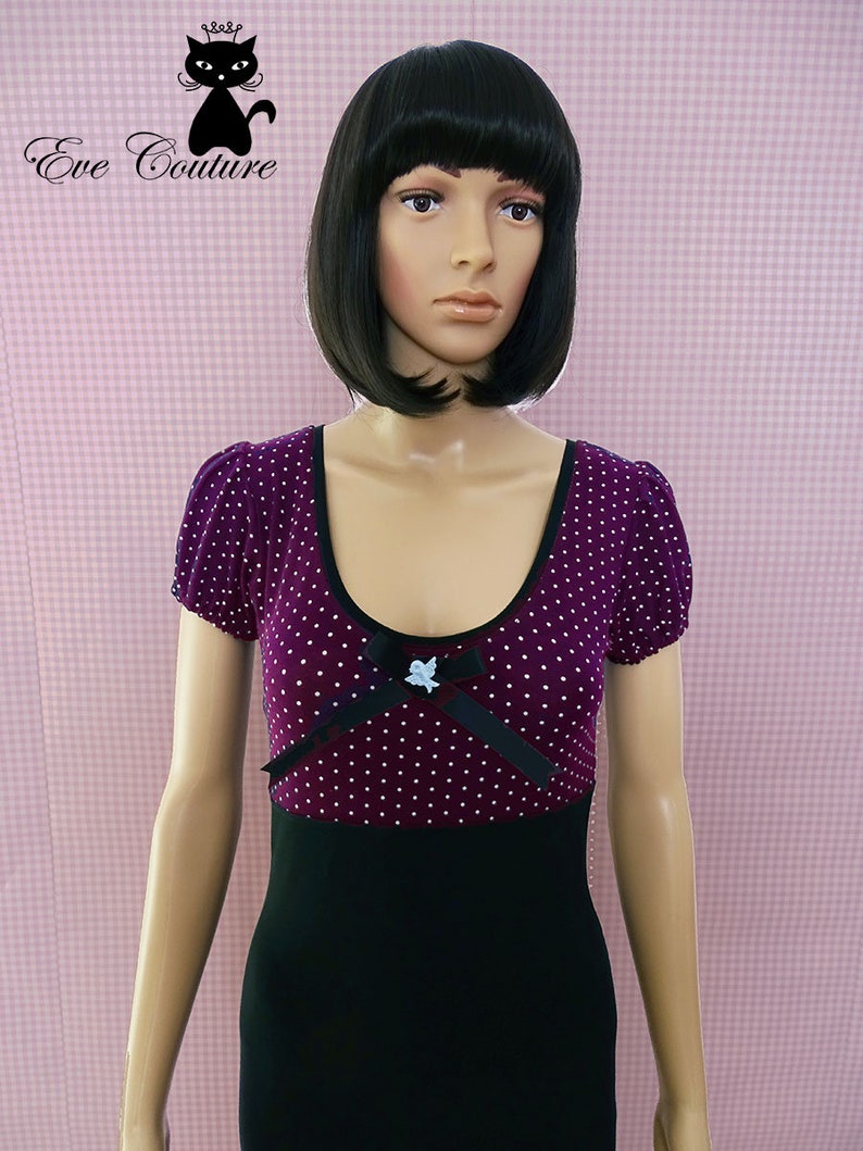 Dress Dottie Rockabilly Vintage Retro Rockabella PinUp Polka Dots lilac black white Bow