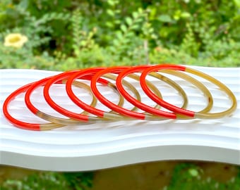 Lacquered Natural Buffalo Horn Bangle, Lacquered Bangle Red, Horn Bracelet, Red Horn Bangle Bracelets, Buffalo Horn Jewelry, Gift Bracelets