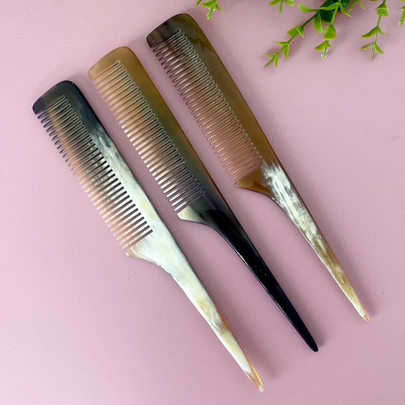 Natural Buffalo Mouse Tail Anti-static Horn Comb, Handmade Pocket Horn ...