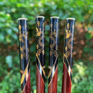 Handmade Personalized Rosewood Chopstick, Engraved Name Bamboo Dragon (Long-Lived Peaceful Prosperous) Chopstick, Gift for Mother's Day