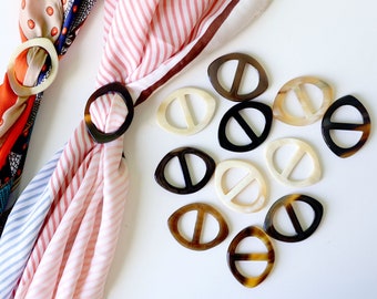 Anillo de bufanda de cuerno de búfalo natural hecho a mano, anillo de bufanda simple para bufanda de seda Carre, Pochette, Gavroche, accesorios de bufanda estilo boho para mujeres