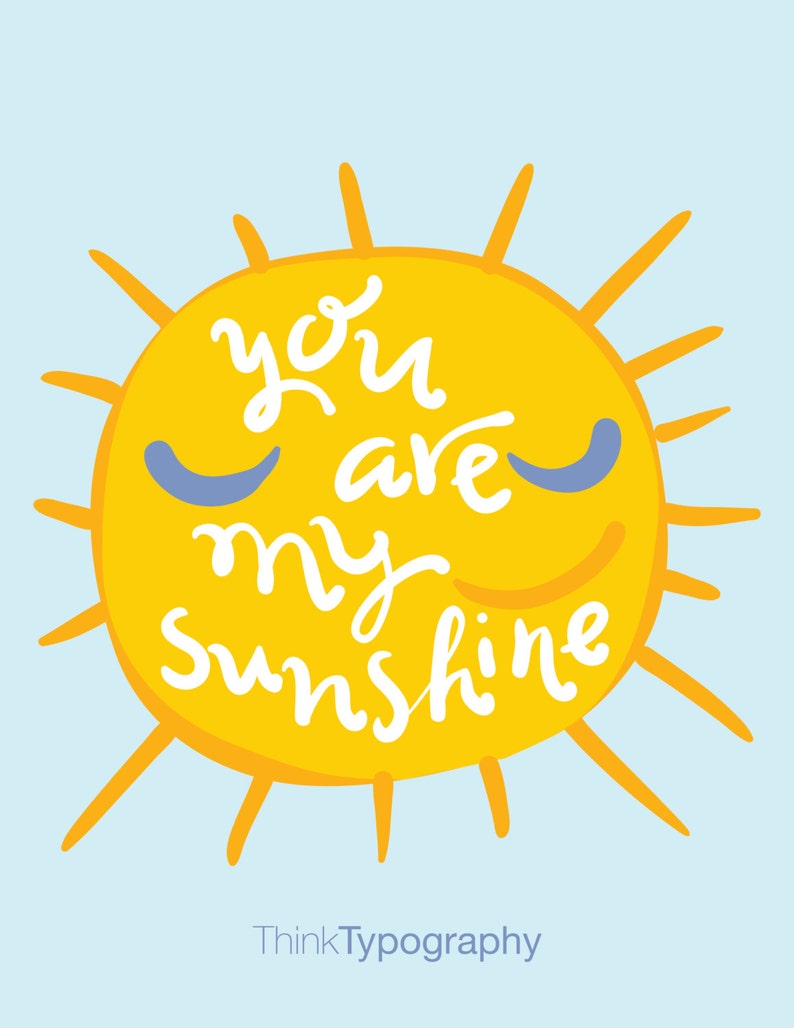 You are my sunshine baby print nursery Motivational Wall Etsy