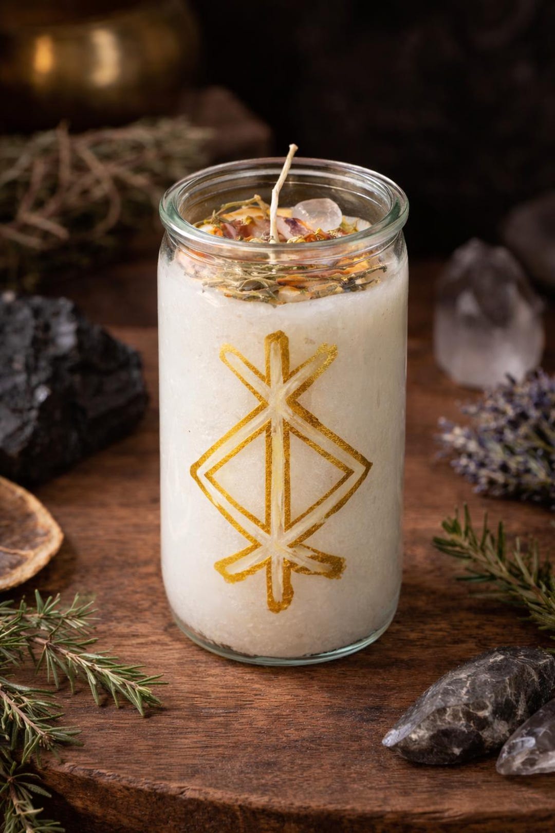 Cleanse Rune Protection Rune Candle | Hand Painted | Spiritual Protection Spell ...