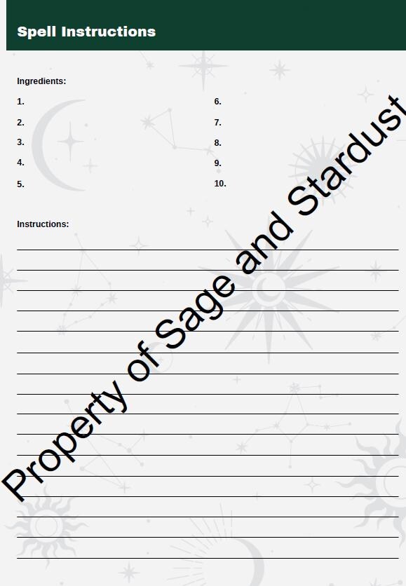 Digital Spell Planner & Grimoire Pages | Printable Witchcraft Template ...