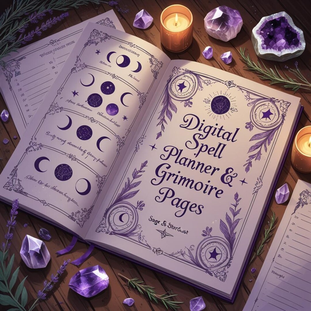 Digital Spell Planner & Grimoire Pages | Printable Witchcraft Template ...