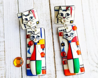 Atomic Katzen Ohrringe,vintage inspiriert,Mid Century Ohrringe,1950er Jahre inspiriert,vintage inspiriert,Pinup Schmuck,Fake Bakelit,