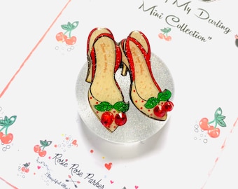 1950s Shoe Brooch pin, Ruby Red retro Style Pin, wizard of oz style gift,cute shoe lover gifts, pinup style presents, small pins for sweater