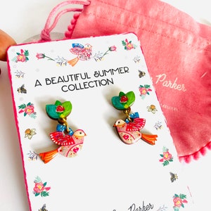 Beautiful bird studs,pretty bird studs,nature studs,small earrings,colourful studs,day studs,little gifts,small studs for girls,spring image 10