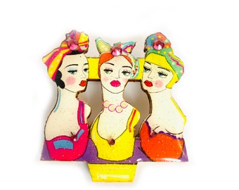 Pin up rétro broche rockabilly pin mode des années 1950 bijoux des années 1940 mannequins broche atomique style vintage mode épingle broche déclaration